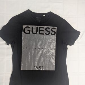 Guess Black and Silver Graphic T-Shirt